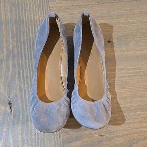 NWT J.Crew Anya Blue Gray Suede Leather Round Toe Ballet Flats Women's Size 7.5